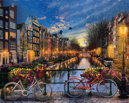 Amsterdam nocą Malowanie Po Numerach