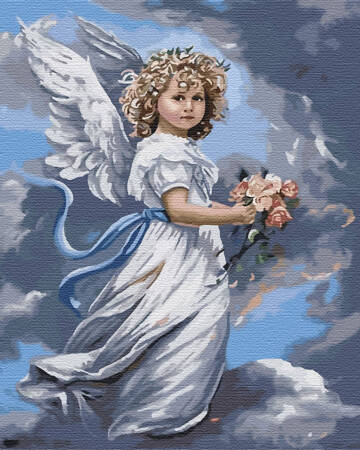 Anioł z bukietem Malowanie po numerach