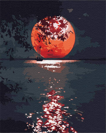 Czerwony księżyc i Morze Malowanie Po Numerach