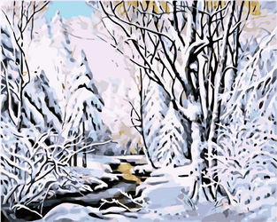 Drzewa na śniegu Obraz Do Malowania Po Numerach