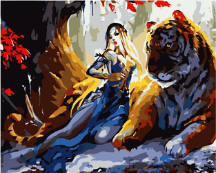 Dziewczyna i tygrys Obraz Do Malowania Po Numerach