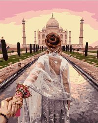 Dziewczyna prowadzi go za rękę - Taj Mahal Malowanie po numerach