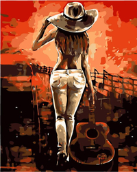 Dziewczyna z gitarą Obraz Do Malowania Po Numerach