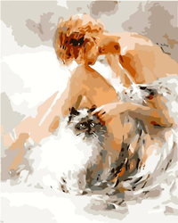 Dziewczyna z kotem Obraz Do Malowania Po Numerach