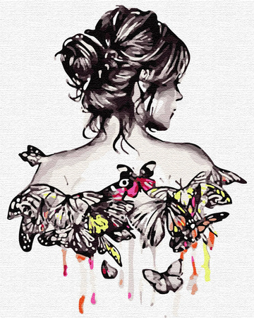 Dziewczyna z motylami Obraz Do Malowania Po Numerach
