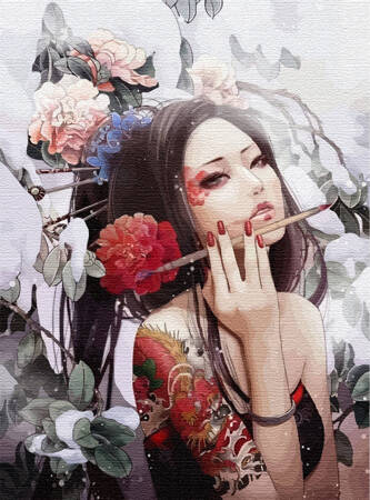 Dziewczyna z tatuażem smoka Malowanie Po Numerach