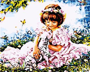 Dziewczyna ze szczeniakiem Obraz Do Malowania Po Numerach