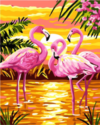Flamingi o zachodzie słońca Obraz Do Malowania Po Numerach