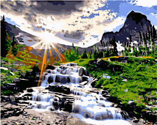 Górski wodospad Obraz Do Malowania Po Numerach