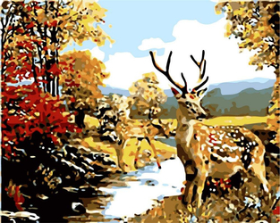 Jeleń w jesiennym lesie Obraz Do Malowania Po Numerach