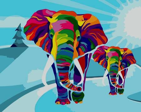 Kolorowe Słonie Proste Malowanie Po Numerach