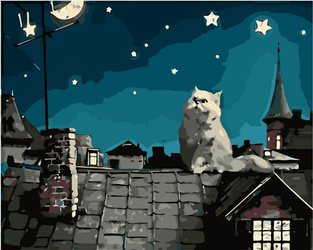 Kot na dachu Obraz Do Malowania Po Numerach