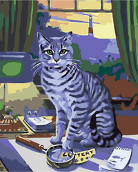 Kot na stole Obraz Do Malowania Po Numerach