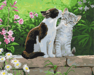 Koty w kwiatach Obraz Do Malowania Po Numerach