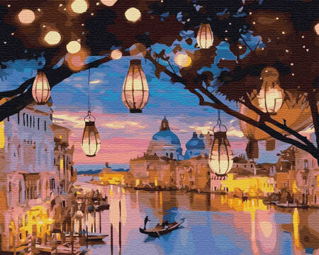 Lampki nocne Wenecji Malowanie po numerach 40x50 cm