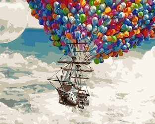 Latający Statek Na Kolorowych Balonach