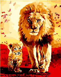 Lew i lwiątko Obraz Do Malowania Po Numerach