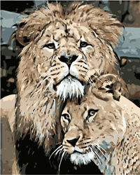 Lew i lwica Obraz Do Malowania Po Numerach