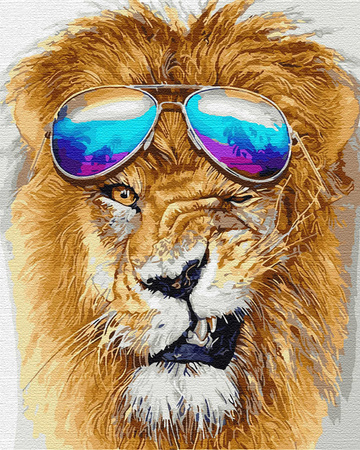 Lew w okularach Malowanie po numerach