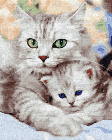Mama Kicia z kotkiem Malowanie po Numerach