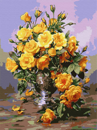 Mozaika Diamentowa 5D Bez Ramy Piękne żółte róże 30x40 Haft Diamentowy