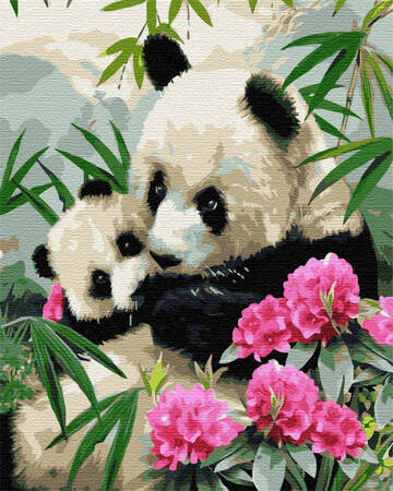 Pandy - Matka Z Dzieckiem W Kwiatach Malowanie Po Numerach