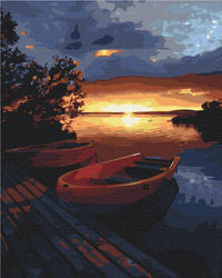 Piękny zachód słońca nad jeziorem Obraz Do Malowania Po Numerach