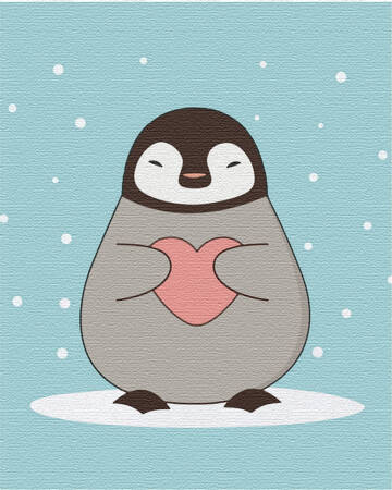 Pingwin z serduszkiem Obraz Do Malowania Po Numerach