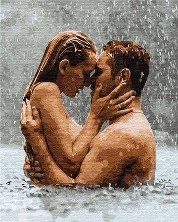 Pocałunek w deszczu Obraz Do Malowania Po Numerach