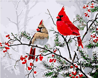 Ptaki na gałęzi Obraz Do Malowania Po Numerach