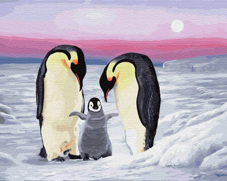 Rodzina Pingwinów Obraz Do Malowania Po Numerach