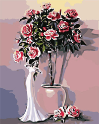 Róże w wazonie Obraz Do Malowania Po Numerach