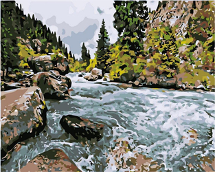Rzeka W Skalnym Krajobrazie Obraz Do Malowania Po Numerach