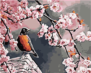 Sakura ptak Obraz Do Malowania Po Numerach