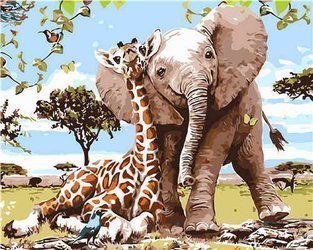 Słoń I Żyrafa Malowanie Po Numerach