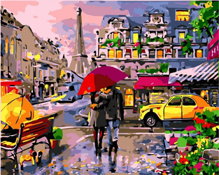 Spacer W Deszczu W Paryżu Obraz Do Malowania Po Numerach