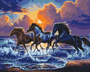 Stado czarnych koni Obraz Do Malowania Po Numerach
