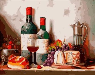 Wino i sery Obraz Do Malowania Po Numerach