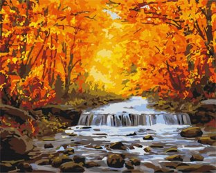 Wodospad w jesiennych złoceniach Obraz Do Malowania Po Numerach