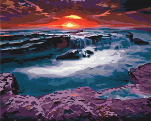 Zachód słońca nad wodospadem Obraz Do Malowania Po Numerach