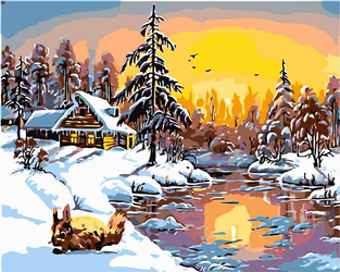 Zachód słońca zimą Obraz Do Malowania Po Numerach