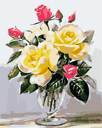 Żółte róże Obraz Do Malowania Po Numerach