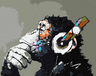 Małpa W Słuchawkach Malowanie Po Numerach