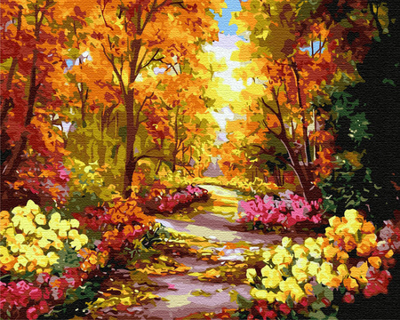 Kwiaty w jesiennym parku Obraz Do Malowania Po Numerach
