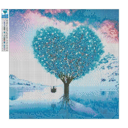 Mozaika Diamentowa 5D Bez Ramy Serce Drzewo 30x40 Haft Diamentowy