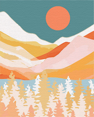 Góry i Las Proste Obraz Do Malowania Po Numerach