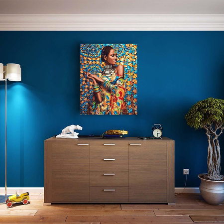 Kobieta w kolorowej sukni Malowanie po numerach 40x50 cm