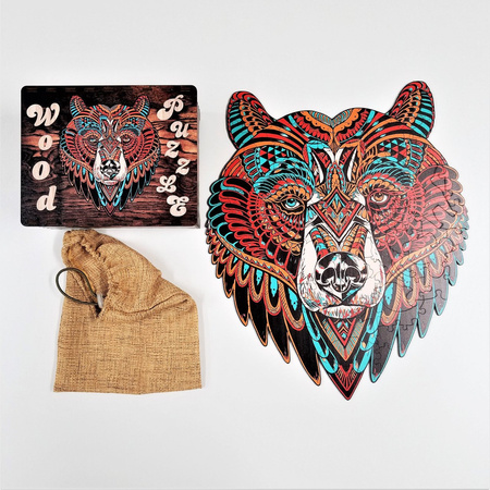 WOOD PUZLE Drewniane Puzzle Niedźwiedź 95 el. Rozmiar 360х300 mm