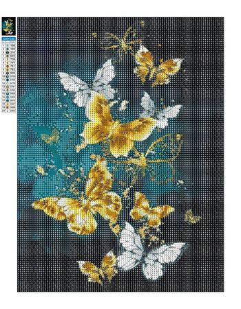 Mozaika Diamentowa 5D Bez Ramy Złote Motyle 30x40 Haft Diamentowy