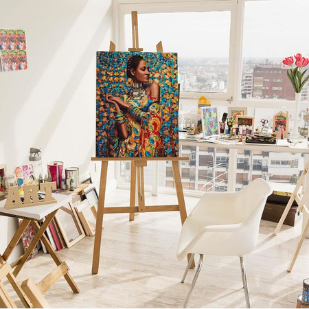 Kobieta w kolorowej sukni Malowanie po numerach 40x50 cm